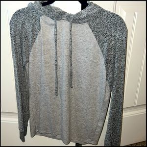 Lucky Brand Jersey Cloud Marled Gray Sweatshirt Hoodie Top